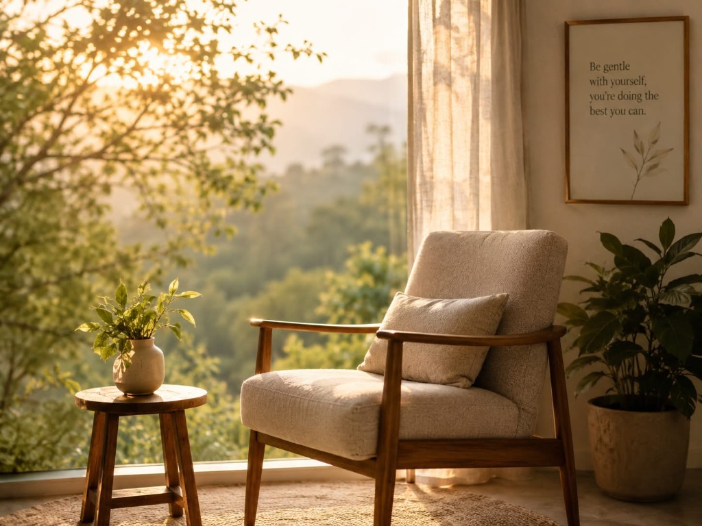A peaceful sanctuary room at Solisia